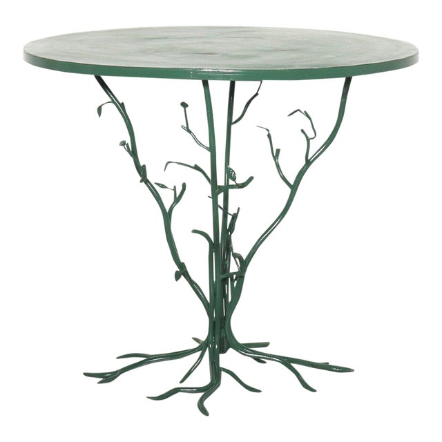Organic Tree Form Metal Table Hand Painted Green For Sale