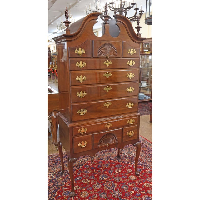 1980s L & J.G. Stickley Queen Anne Style Mahogany High Dresser High Chest Highboy For Sale - Image 15 of 18