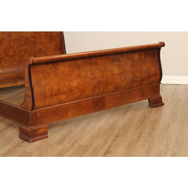 Henredon Charles X Burl Wood King Sleigh Bed | Chairish