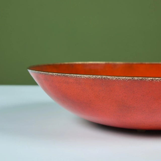 Jade Snow Wong Orange Enamel Copper Bowl For Sale - Image 9 of 10
