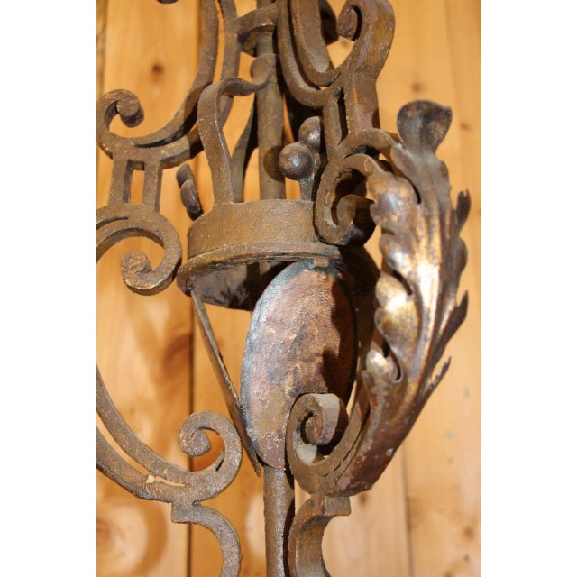 Metal 19th Century Wrought Iron Chandelier with Coat of Arms For Sale - Image 7 of 14
