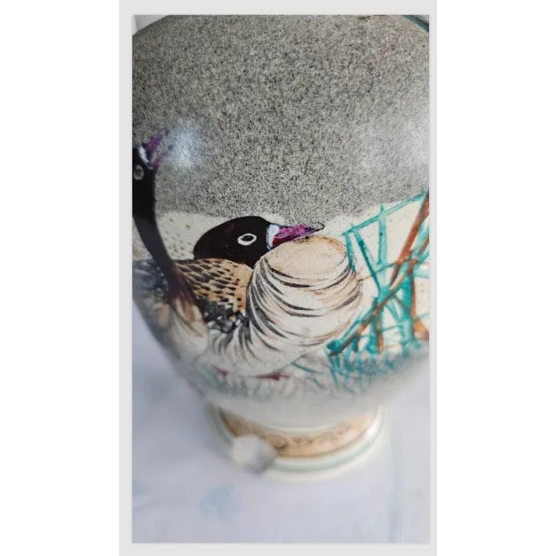 Pair of 19th Century Satsuma Vase With Geese, Signed For Sale - Image 4 of 12