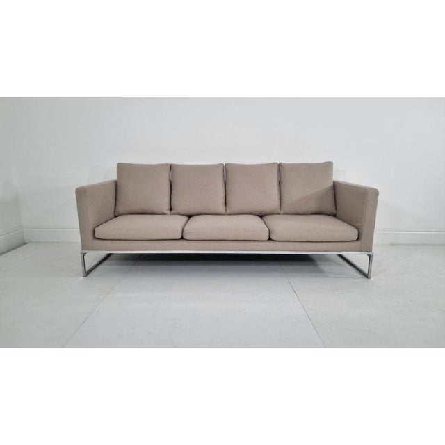 Tight Sofa in Stone Bouclé Upholstery by Antonio Citterio for B&B Italia For Sale - Image 3 of 7