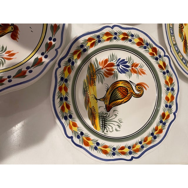 Henriot Quimper 1990s Henriot Quimper Ceramic Plates With French Artisan Pottery Markings - Set of 8 For Sale - Image 4 of 12