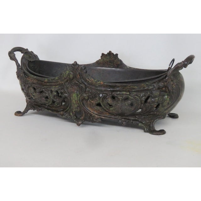 Metal Jardiniere Planter Rococo Style Scrollwork Footed Centerpiece Bowl 4957b For Sale - Image 10 of 18