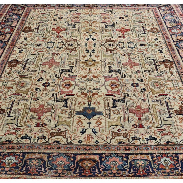 Antique Persian Tabriz Rug in Wool With All-Over Sub-Geometric Design 9'6 X 12'0 For Sale - Image 11 of 18