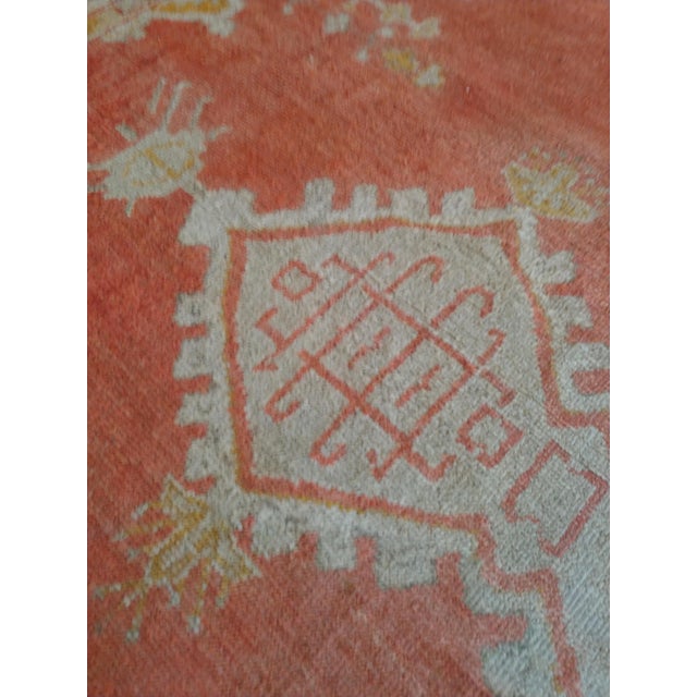 Turkish Antique Oushak Carpet, Oriental Rug, Handmade Rug Saffron, Light Blue and Coral For Sale - Image 3 of 18