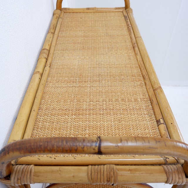 Vintage Bohemian Style Three-Tier Rattan Shelf, 1960s For Sale - Image 13 of 15
