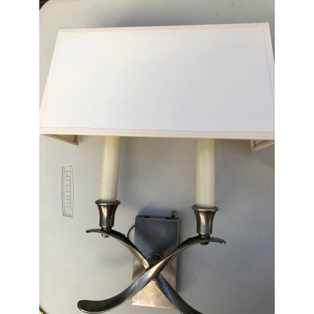 2010s Visual Comfort Cross Bouillotte Small Sconces in Pewter For Sale - Image 5 of 7