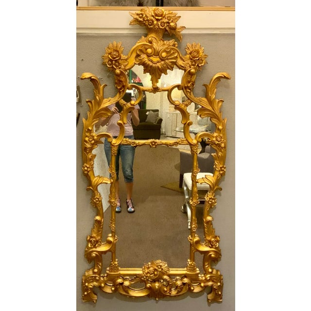 Wood Ralph Lauren Hand Carved Burnished Gold One Fifth Wall Mirror For Sale - Image 7 of 7