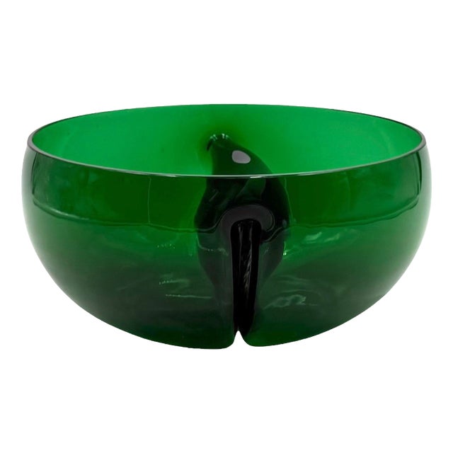 Mid-Century Green Glass Bowl, Italy, 1960s For Sale