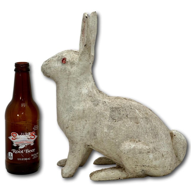 Very Large & Heavy Antique American Rustically Aged Cast Iron Rabbit Garden Ornament or Doorstop - Circa 1920s For Sale - Image 16 of 18