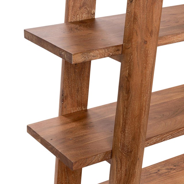 Contemporary Acacia a-Frame Bookcase For Sale - Image 3 of 5