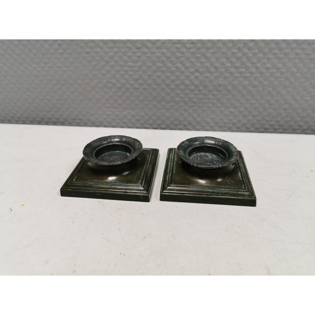 Metal Danish Disko-Metal Candlesticks by Just Andersen, 1950s, Set of 2 For Sale - Image 7 of 11