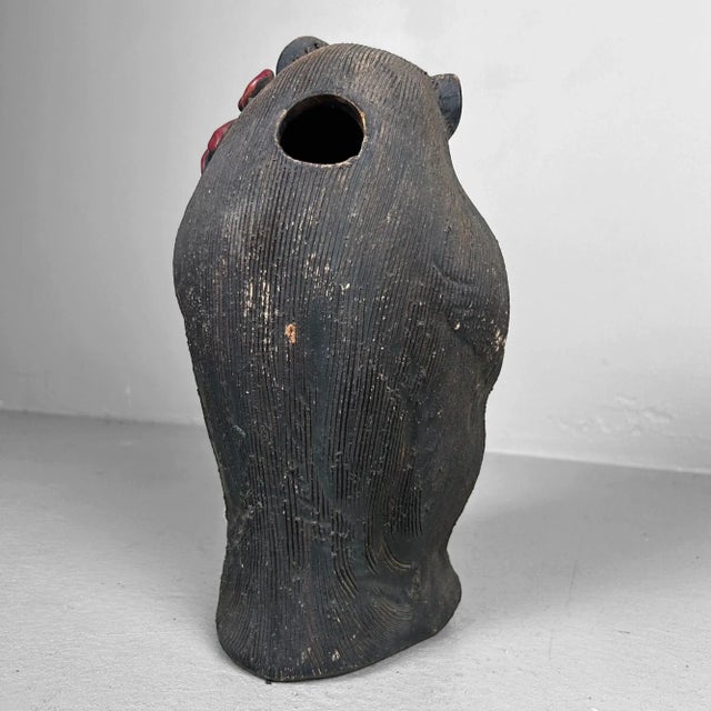 Female Tanuki with Red Bow Shigaraki Pottery, 1960s For Sale - Image 12 of 14