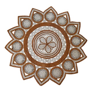 Mid Century Round Jute Textile For Sale