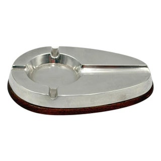 1960s Alfred Dunhill English Silver-Plated Service Ashtray and Cigar Tray For Sale