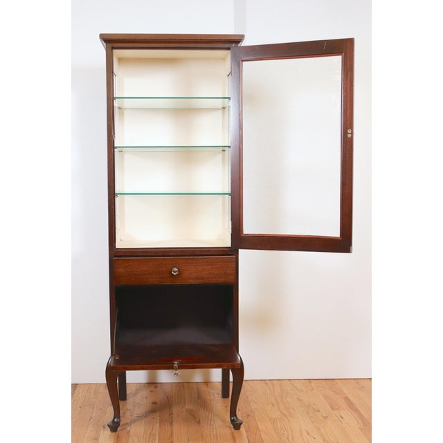 Traditional Vintage Mahogany Dark Stained Medical Display Cabinet-Unmarked For Sale - Image 3 of 12