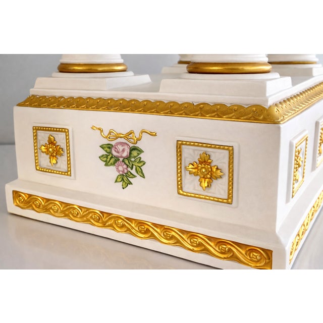 1980s Franklin Mint “The Empress Josephine” Neoclassical Mantel Clock – White & Gilt For Sale - Image 11 of 13