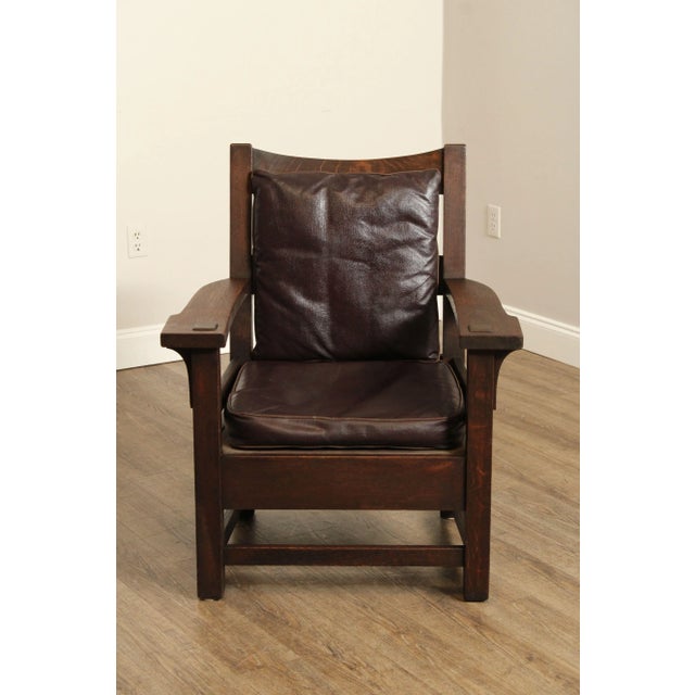 Early 20th Century Antique Mission Oak Lounge Chair For Sale - Image 5 of 12
