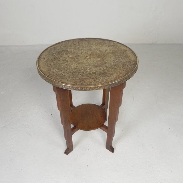 Brown Vintage Art Deco Coffee Table with Brass Top, 1930s For Sale - Image 8 of 18