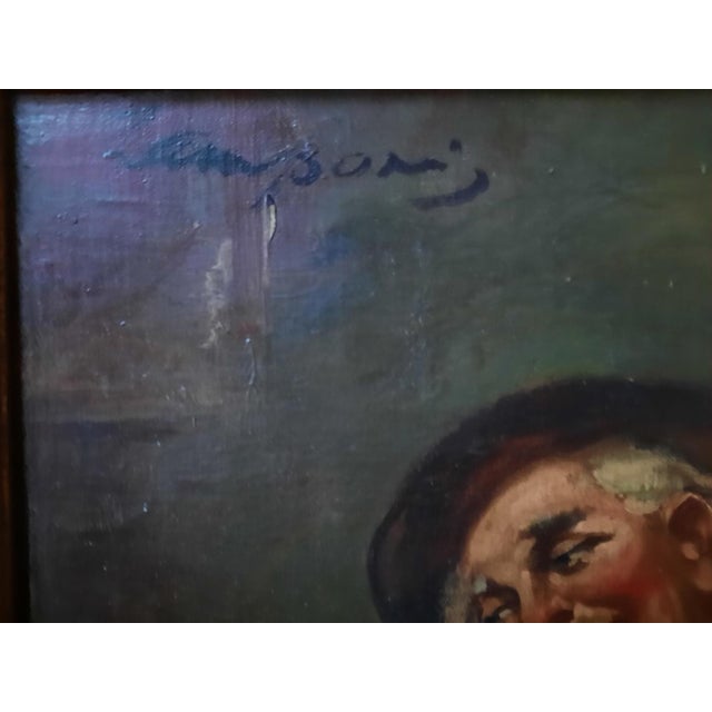 Realism 19th Century Italian Genre Oil Painting Tavern Scene With Wine Bottle by Mazzoni For Sale - Image 3 of 4