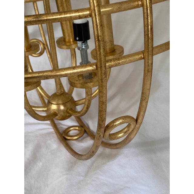 Art Deco Vintage Indoor Gold Art Deco Style Chandelier For Sale - Image 3 of 7