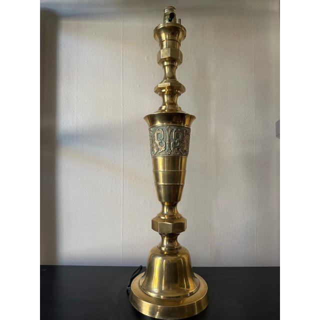 Very cool Hollywood Regency Chinoiserie Table Lamp or could be used as a low floor lamp. Solid brass and comes with...
