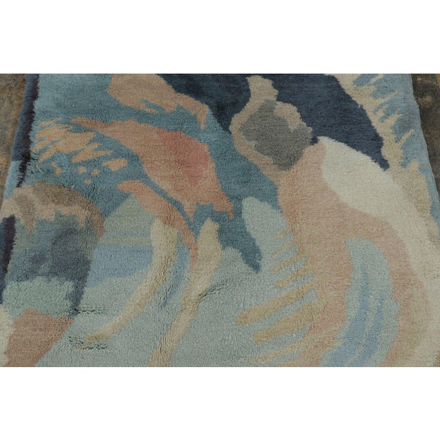 Rug & Kilim Antique French Art Deco Square Rugs by Jean Burkhalter in Ocean Hues - Rug & Kilim For Sale - Image 4 of 7