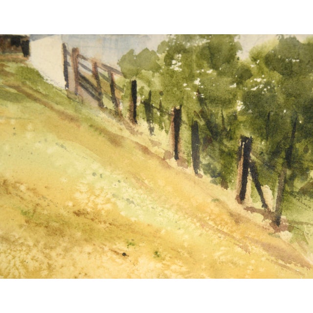 Mid 20th Century Grey Barn and Brown House - Rural California Landscape in Watercolor on Paper by Alice Duke For Sale - Image 5 of 9