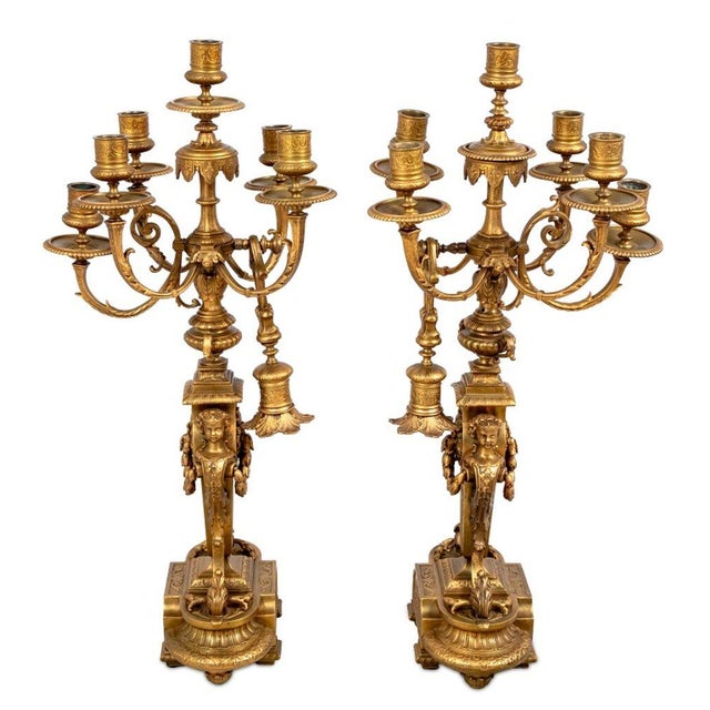 Late 19th Century Napoleon III Gilt Bronze Three-Piece Clock Set For Sale - Image 5 of 5