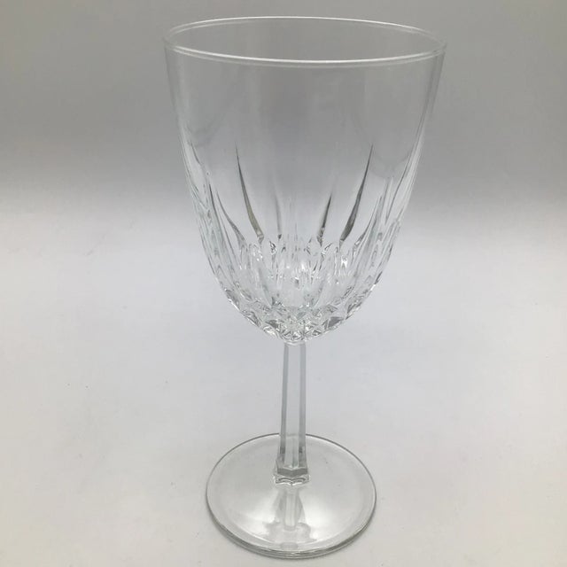 Vintage French Hexagon Stemmed Crystal Water Goblets Set of 8