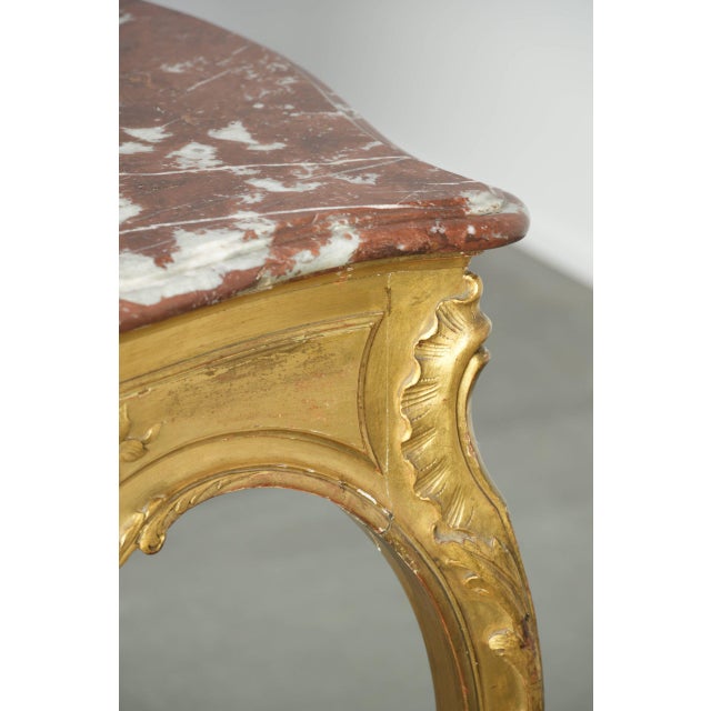 French Side Table with Gold-Colored Wooden Frame and Marble Table For Sale - Image 15 of 16