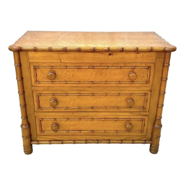 Birdseye Maple Faux Bamboo Commode For Sale