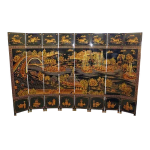 Chinoiserie Coromandel 8-Panel Floor Screen