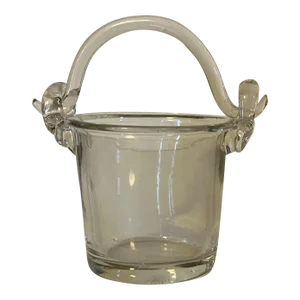 Antique 19th Century American Flint Glass Sweetmeat Basket or Cream Pail With Swing Handle