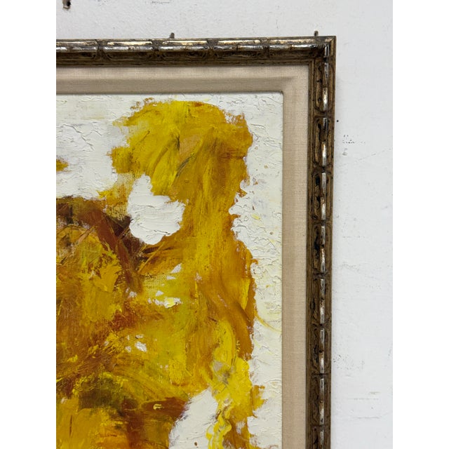 Textile Eve Binswanger "Meditation" Abstract Oil on Canvas, Vintage For Sale - Image 7 of 12