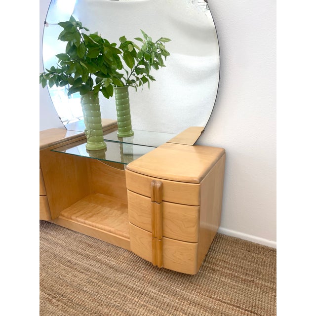 Vintage 1930s Heywood Wakefield Airflow Vanity Dressing Table Art Deco / Mid Century Modern Style For Sale - Image 10 of 18