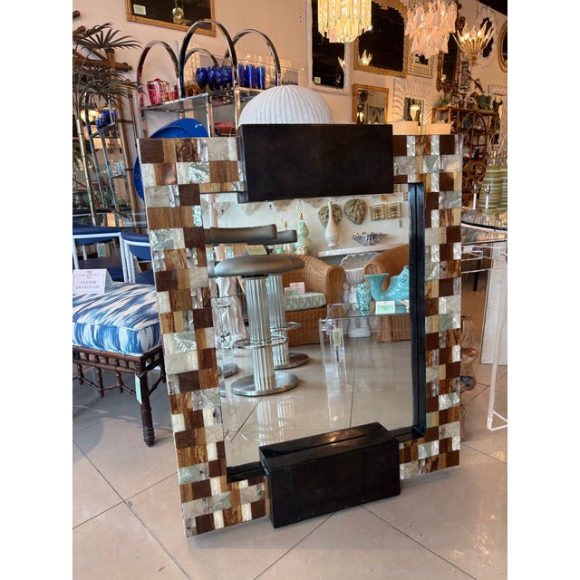 Vintage 1980 wall mirror by Marquis Collection of Beverly Hills, plaque on back. This can be hung vertical or horizontal....