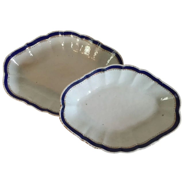 18th Century Chinese Export Porcelain Blue & White Lozenge Shape Dishes - A Pair For Sale - Image 11 of 11