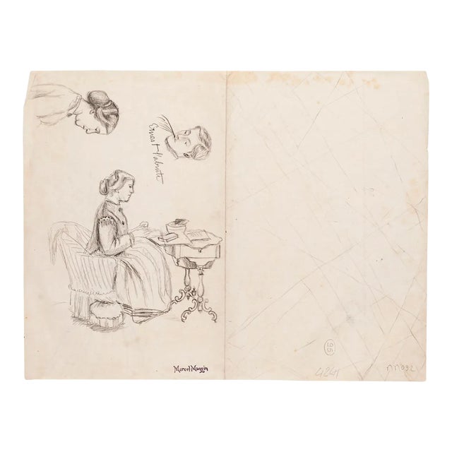 Study of Figures- Original Drawing on Paper by Marcel Mangin - Late 19th Century Late 19th Century For Sale
