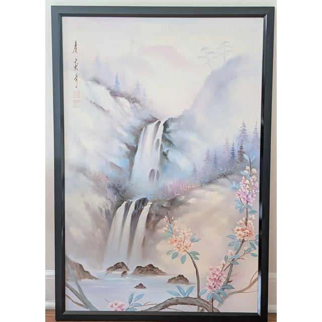 1980s Chinese Cascading Waterfall With Blossoms For Sale - Image 4 of 8
