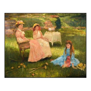 Vladimir Muhin "After the Game" Original Oil Painting on Canvas Hand Signed For Sale