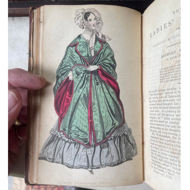 1841 Rare Book, “The Ladies’ Cabinet of Fashion, Music and Romance” , With Numerous Hand-Colored Illustrations . For Sale - Image 16 of 17