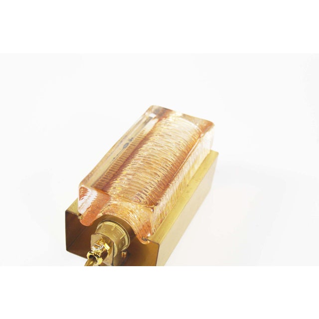 Gold Brass & Amber Glass Glass Wall Lights by Vitrika Model Atlactic, 1970s For Sale - Image 8 of 9