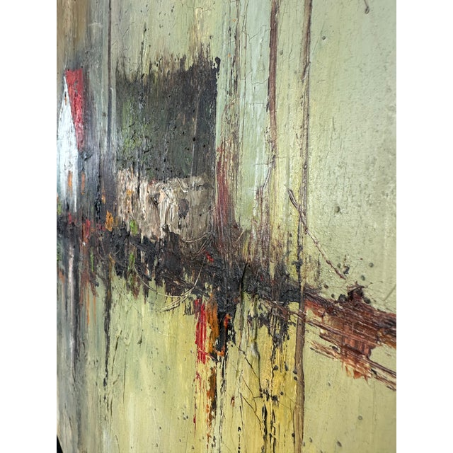 1960s Large Original Oil Painting by Listed Artist Frank R. Carmelitano (1935–2003) — Signed Coastal Village Landscape, 50” X 40” For Sale - Image 5 of 11