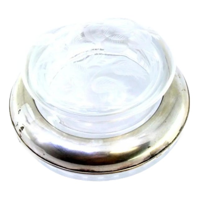 Acid-Etched Glass Case with Circular Silver Casing For Sale