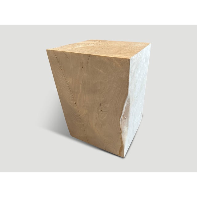 Andrianna Shamaris St. Barts Bleached Teak Wood Side Table For Sale - Image 9 of 18