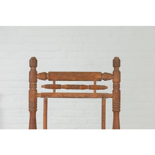 Mid 19th Century Rustic 19th Century Indian Rocking Chair with Metal Accents and Turned Supports For Sale - Image 5 of 10