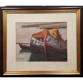 Bruno Croatto, Ships, 1938, Oil on Canvas, Framed For Sale